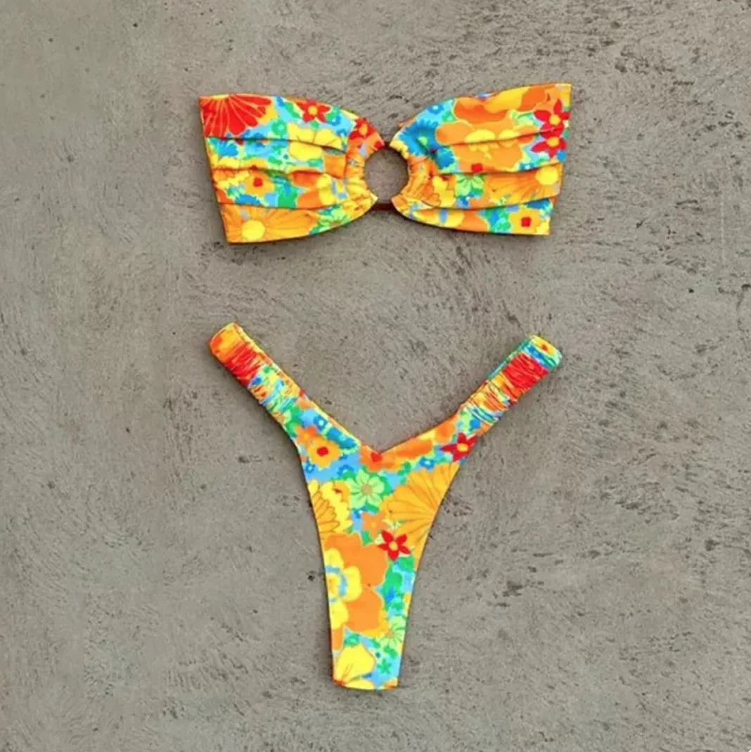 Chic Printed Pleat Bikini