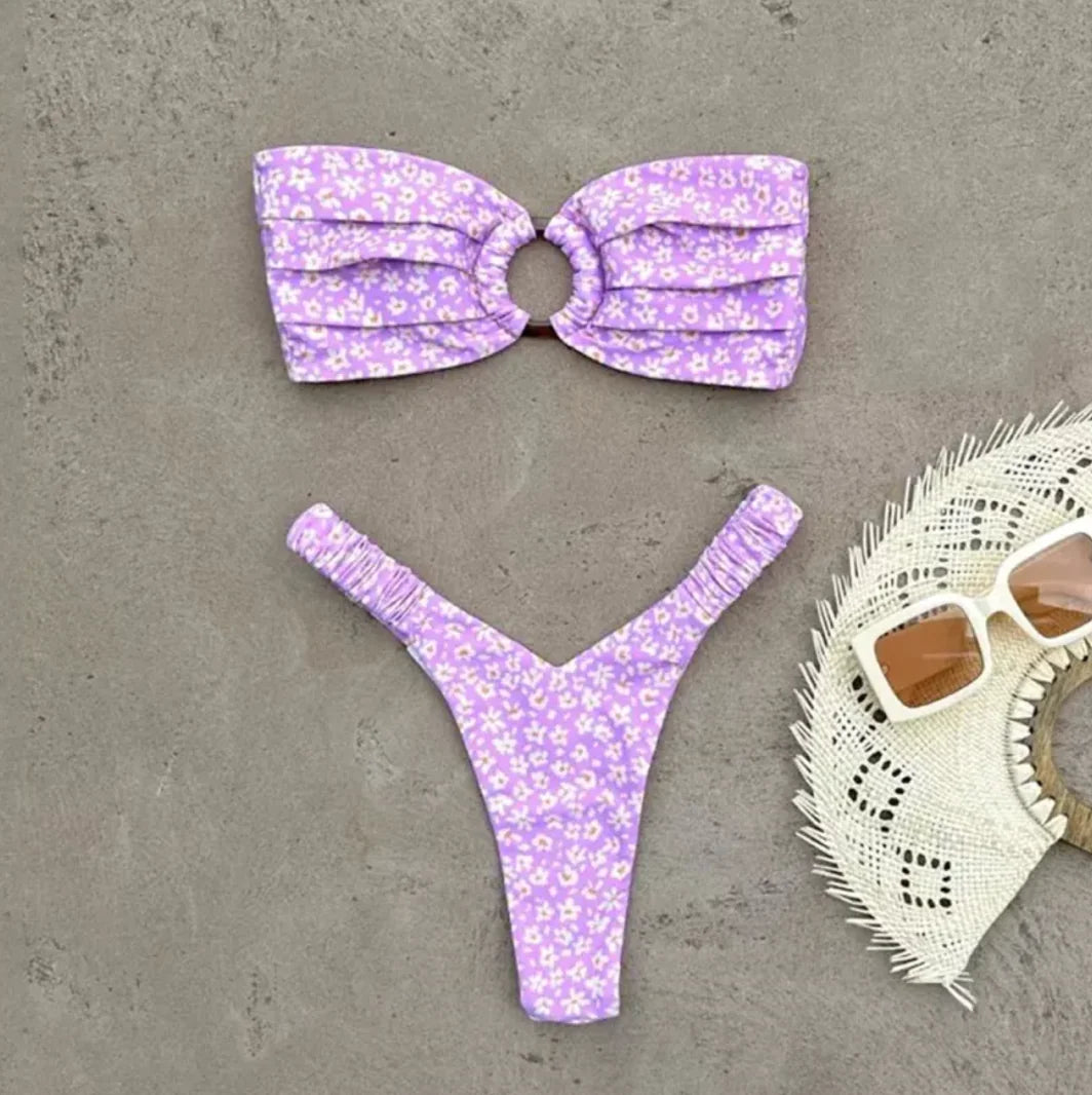 Chic Printed Pleat Bikini