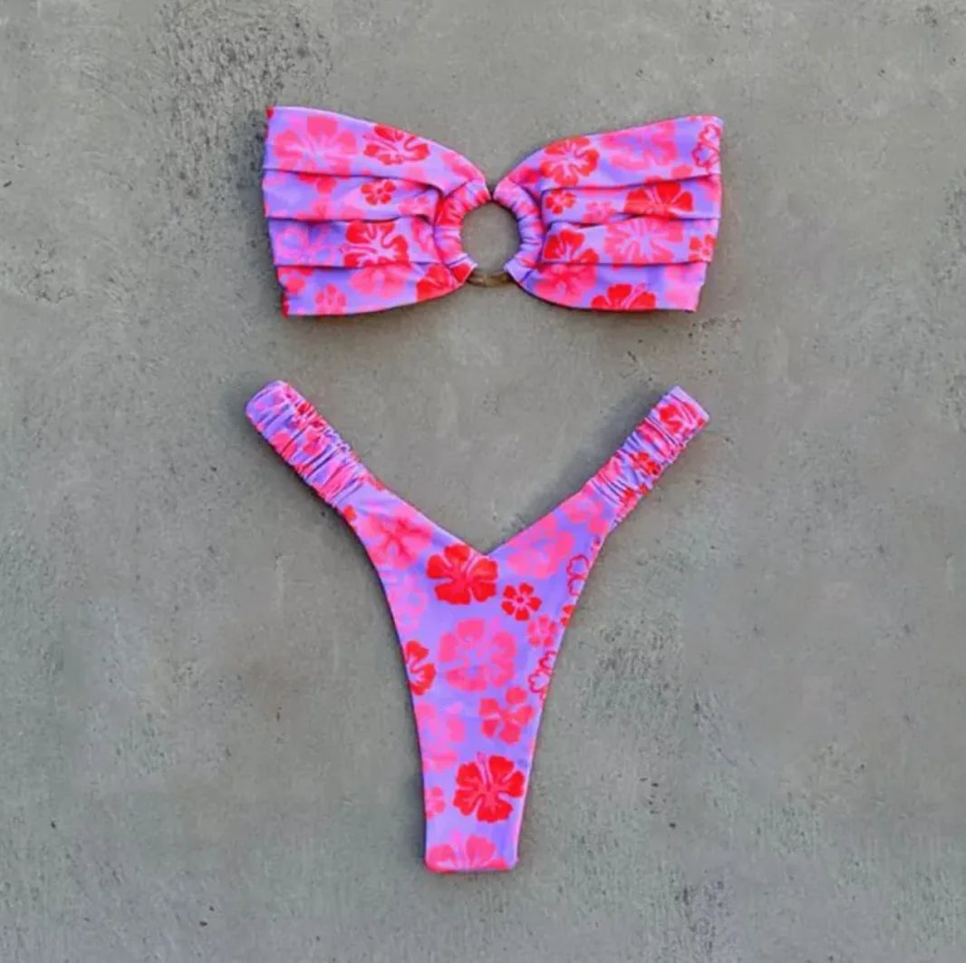 Chic Printed Pleat Bikini