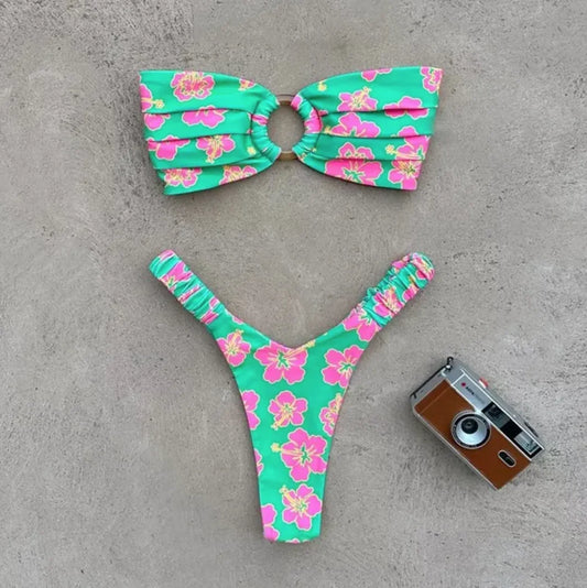 Chic Printed Pleat Bikini