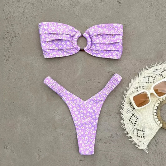 Chic Printed Pleat Bikini
