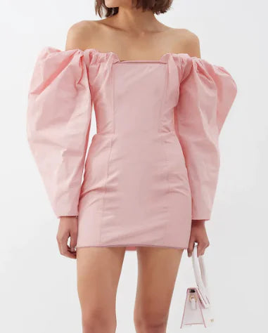 Lantern Sleeve Off-Shoulder Bodycon Dress
